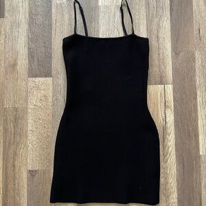Babaton Black Textured Knit mini dress
